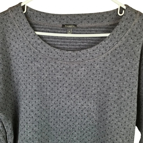 Talbots grey with black polka dot long sleeve top - Picture 4 of 9